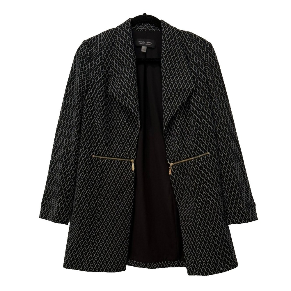 Evan Picone Black Label Size 6 Jacket Blazer Open Black Lined Zipper Accent